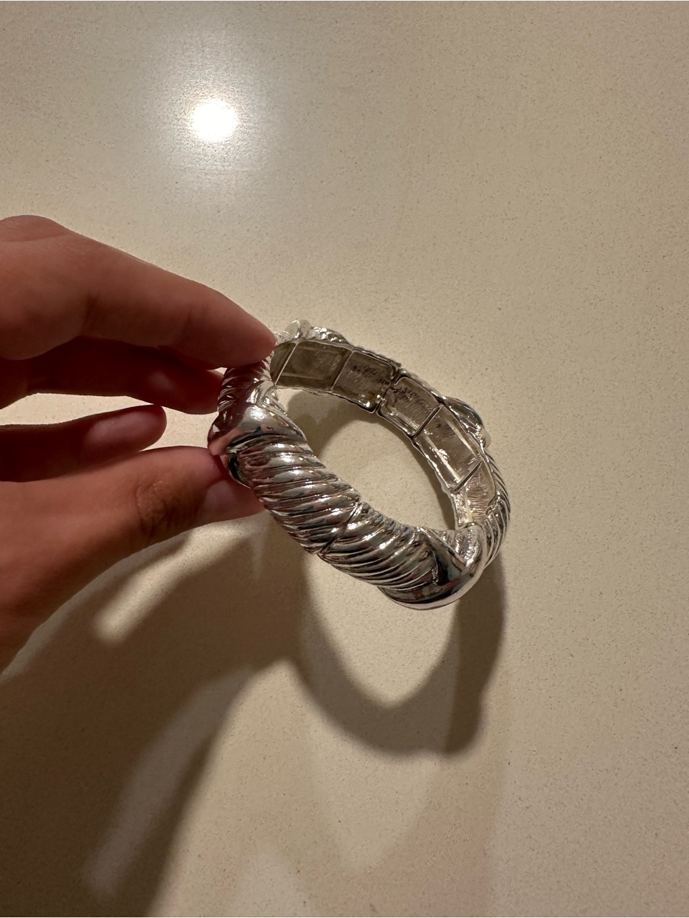 Silver-Tone Rope Link Bangle Bracelet - Picture 3 of 3